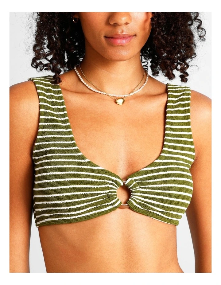 Olive Garden Rio Crinkle Swim Top in Olive Stripe Print image 6