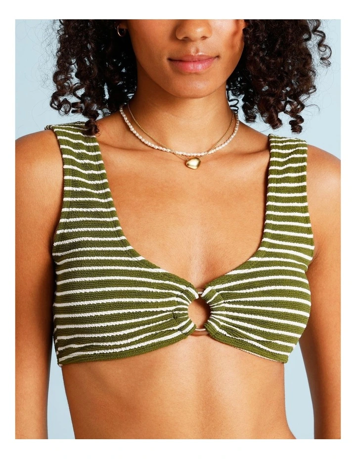 Olive Garden Rio Crinkle Swim Top in Olive Stripe Y/D Print image 6