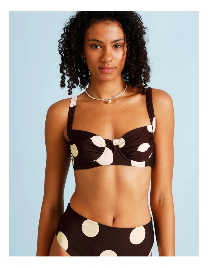 Cocoa Butter Leila Bikini Top in Coffee Bean Spot Print image 1