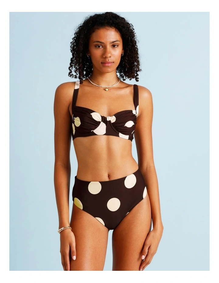 Cocoa Butter Leila Bikini Top in Coffee Bean Spot Print image 2