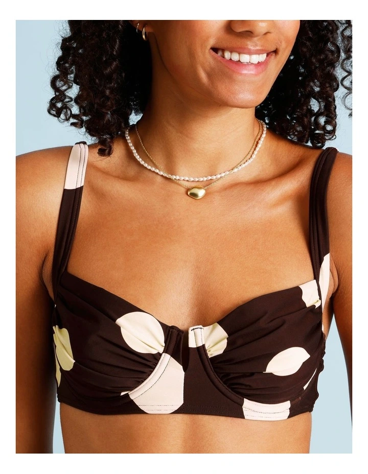 Cocoa Butter Leila Bikini Top in Coffee Bean Spot Print image 3