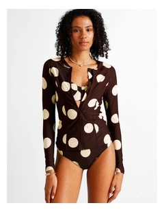 Cocoa Butter Gigi Rashie in Coffee Bean Spot Print