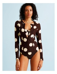 Cocoa Butter Gigi Rashie in Coffee Bean Spot Print