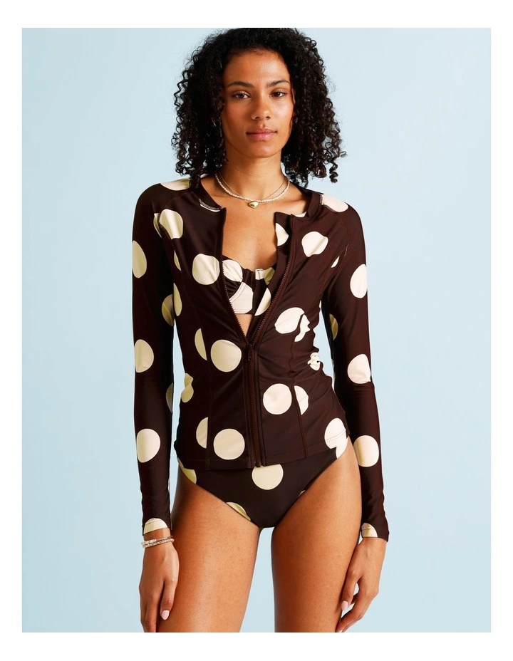 Cocoa Butter Gigi Rashie in Coffee Bean Spot Print image 1