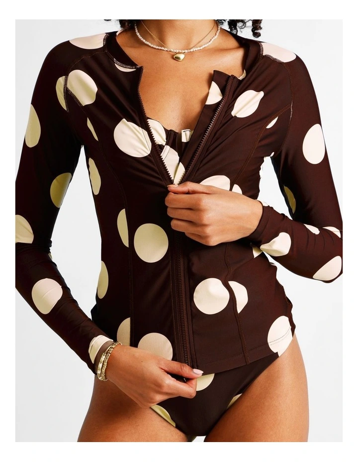 Cocoa Butter Gigi Rashie in Coffee Bean Spot Print image 2