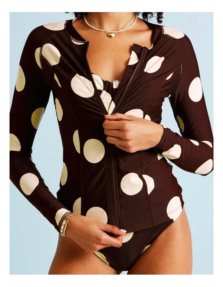 Cocoa Butter Gigi Rashie in Coffee Bean Spot Print image 2
