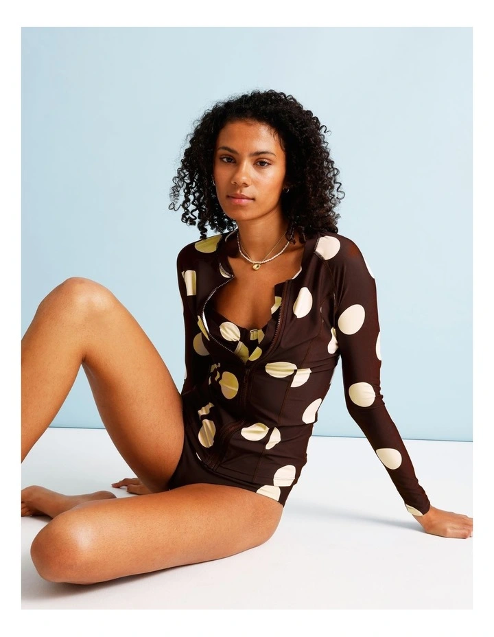 Cocoa Butter Gigi Rashie in Coffee Bean Spot Print image 4