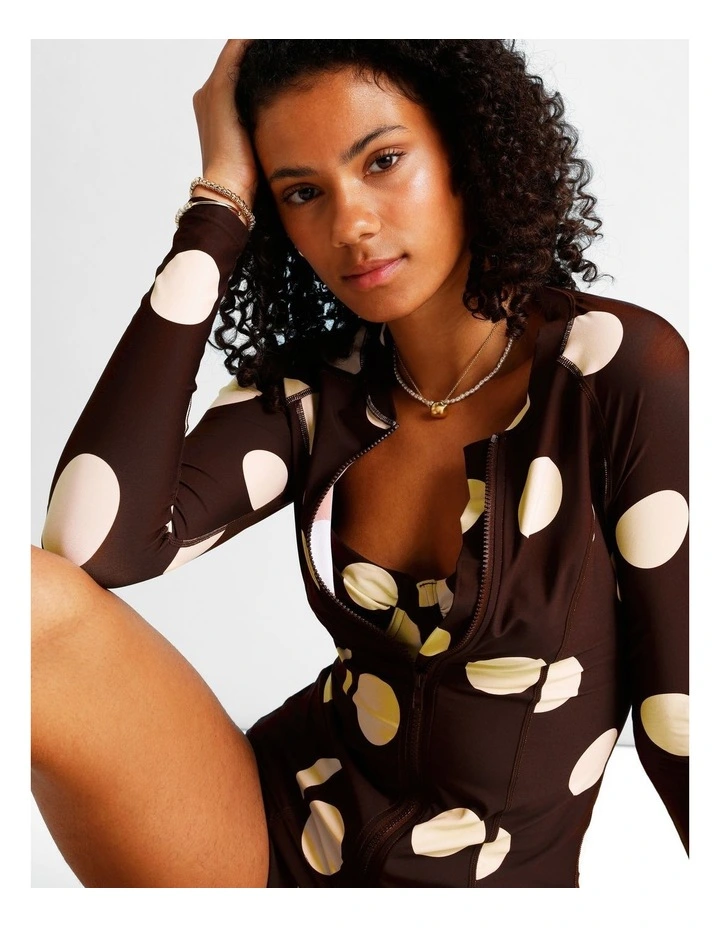 Cocoa Butter Gigi Rashie in Coffee Bean Spot Print image 6