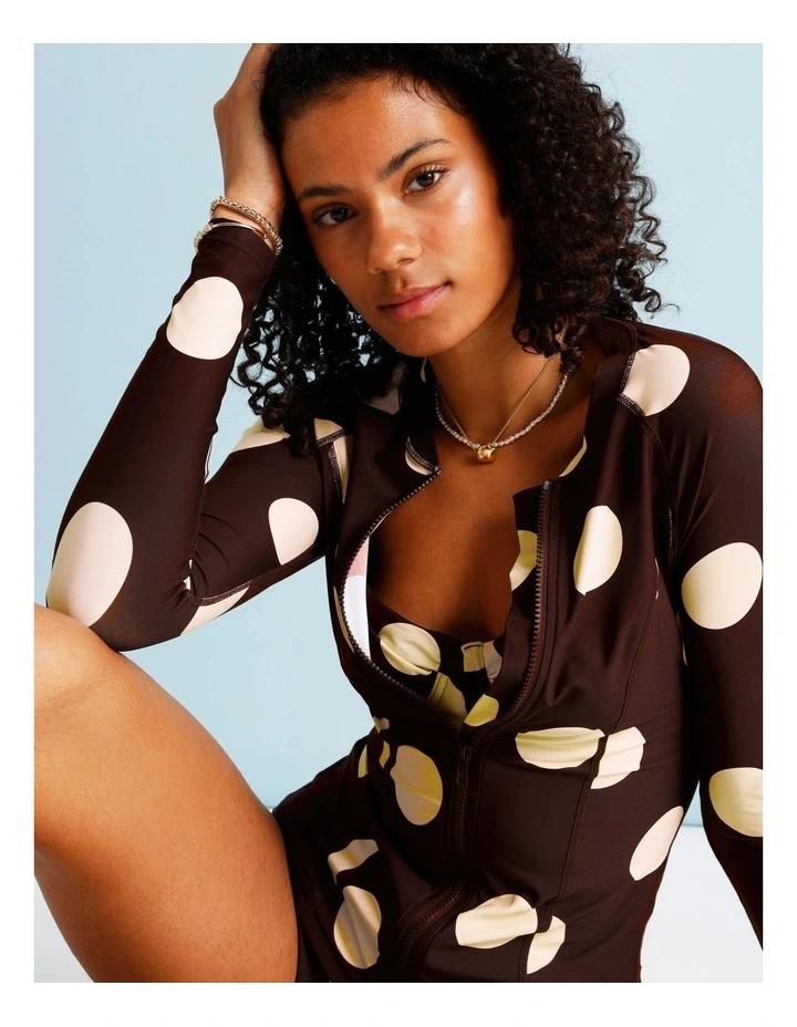 Cocoa Butter Gigi Rashie in Coffee Bean Spot Print image 6