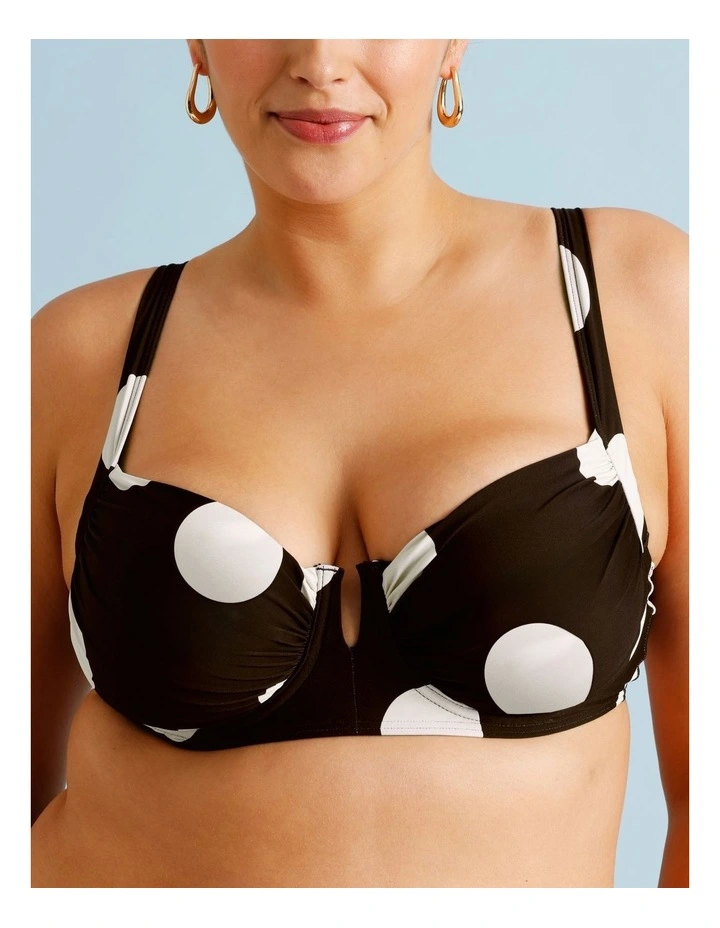 Cocoa Butter Leila Fuller Bust Bikini Top in Coffee Bean Spot Print image 4