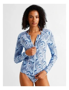Blue Lagoon Gigi Rashie in Coastal Patchwork Print