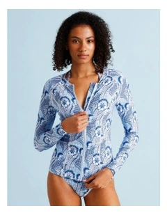 Blue Lagoon Gigi Rashie in Coastal Patchwork Print
