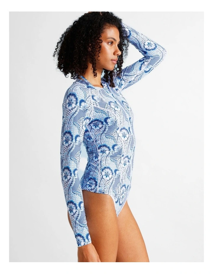 Blue Lagoon Gigi Rashie in Coastal Patchwork Print image 2