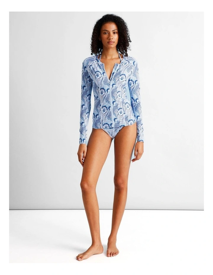 Blue Lagoon Gigi Rashie in Coastal Patchwork Print image 3