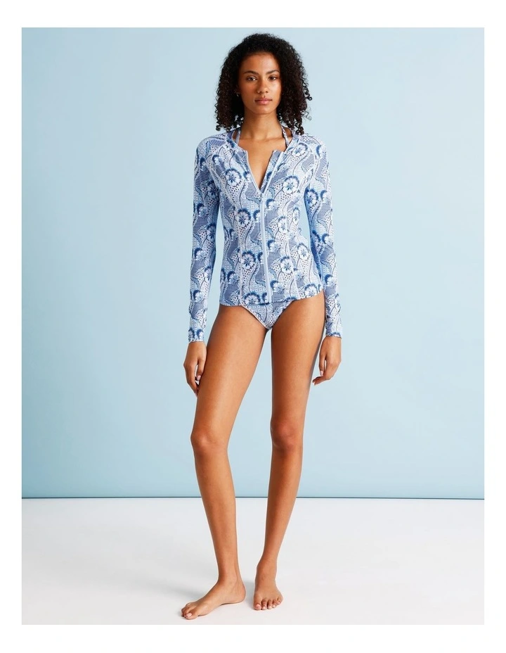 Blue Lagoon Gigi Rashie in Coastal Patchwork Print image 3