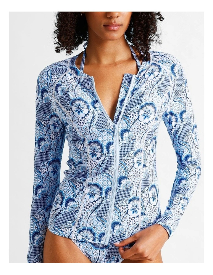 Blue Lagoon Gigi Rashie in Coastal Patchwork Print image 5