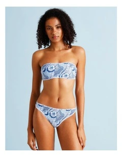 Blue Lagoon Billie Crochet Swim Top in Coastal Patchwork Print