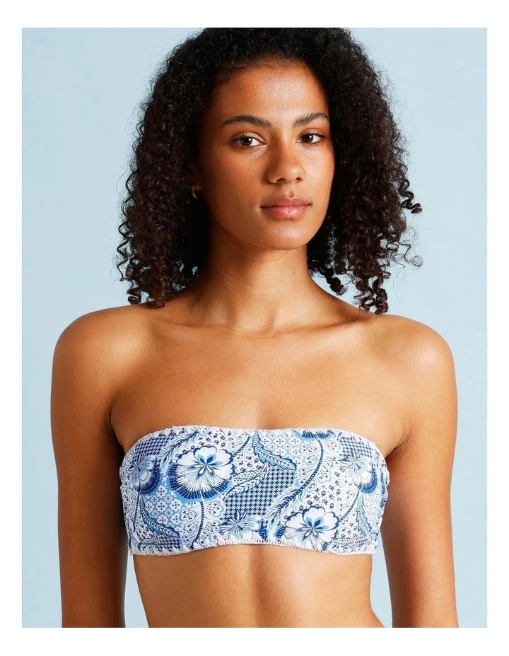 Blue Lagoon Billie Crochet Swim Top in Coastal Patchwork Print image 3