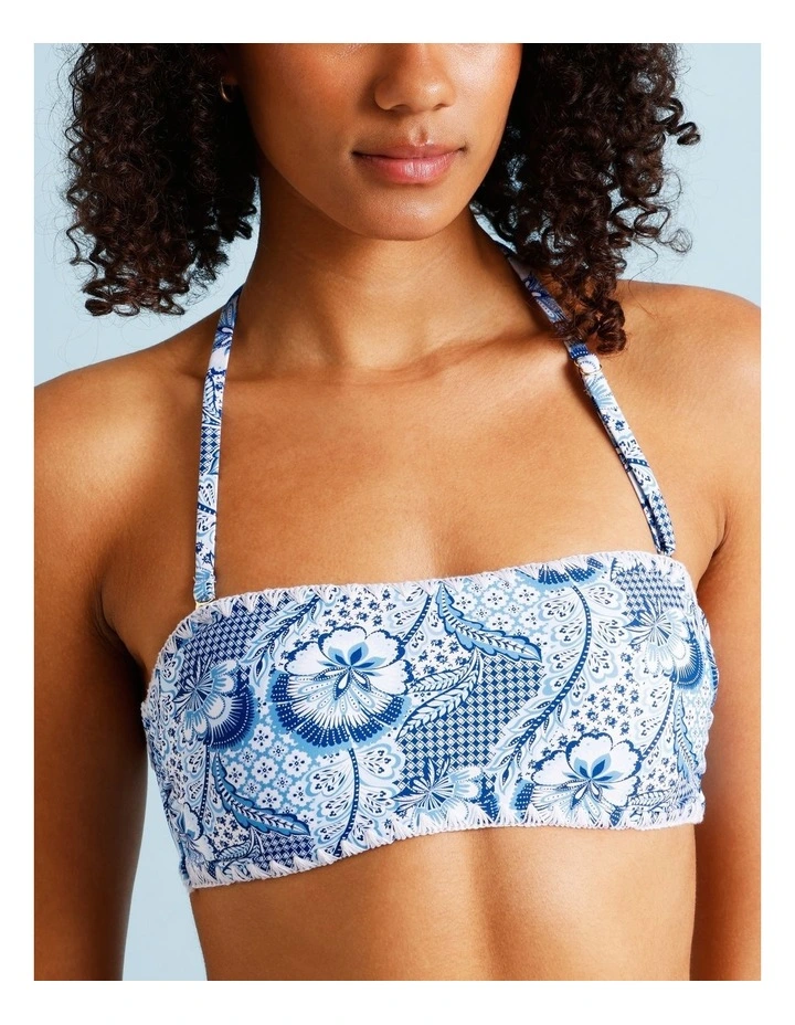 Blue Lagoon Billie Crochet Swim Top in Coastal Patchwork Print image 5
