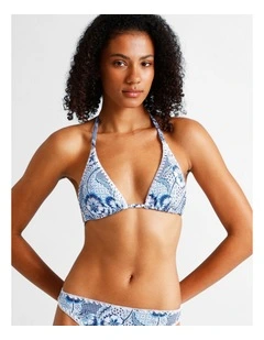 Blue Lagoon Rosie Crochet Bikini Top in Coastal Patchwork Print