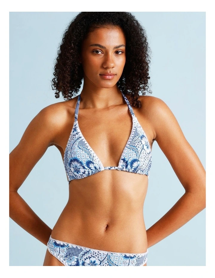 Blue Lagoon Rosie Crochet Bikini Top in Coastal Patchwork Print image 1