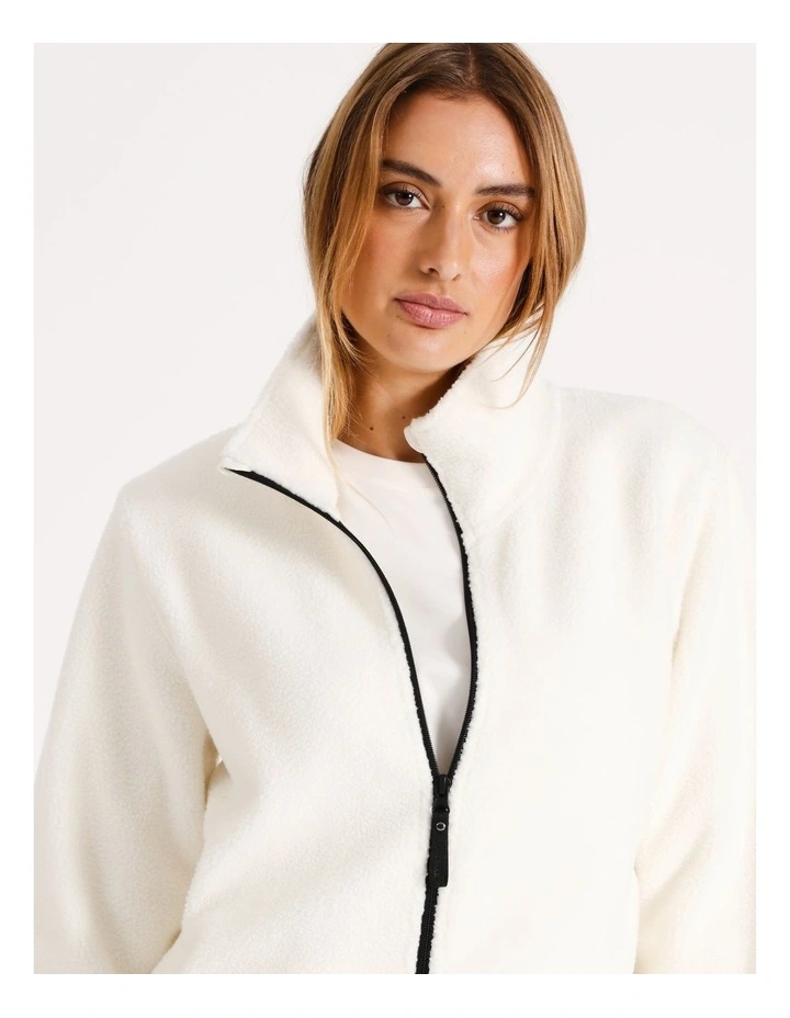 Chloe & Lola Sherpa Zip Front Jacket in Cream MYER