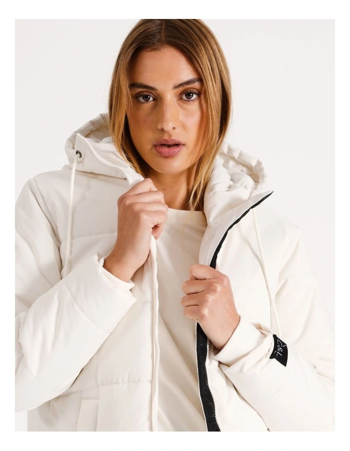Chloe & Lola Hooded Puffa Jacket In Cream MYER