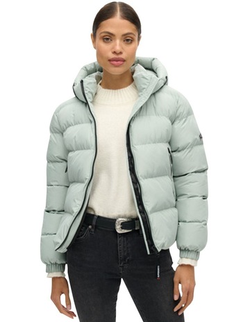 Hooded Sports Puffer in Puritan Grey