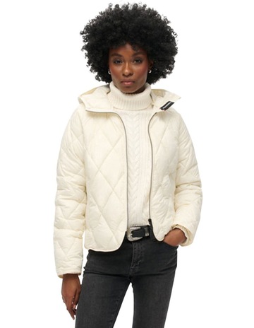 Hooded Quilt Liner Jacket in Star White