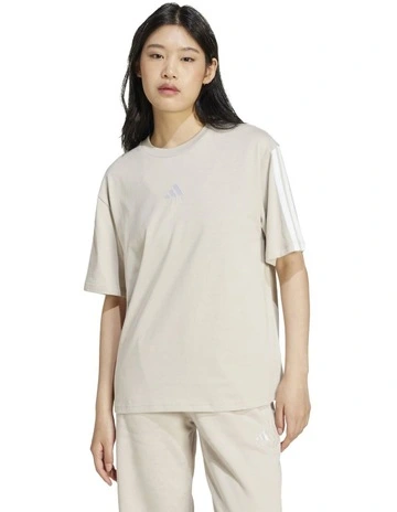 Essentials 3-Stripes Boyfriend T-shirt in Wonder Alumina/White