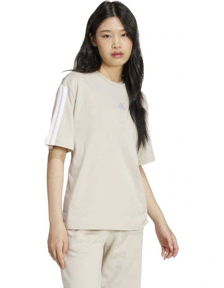 Essentials 3-Stripes Boyfriend T-shirt in Wonder Alumina/White image 3