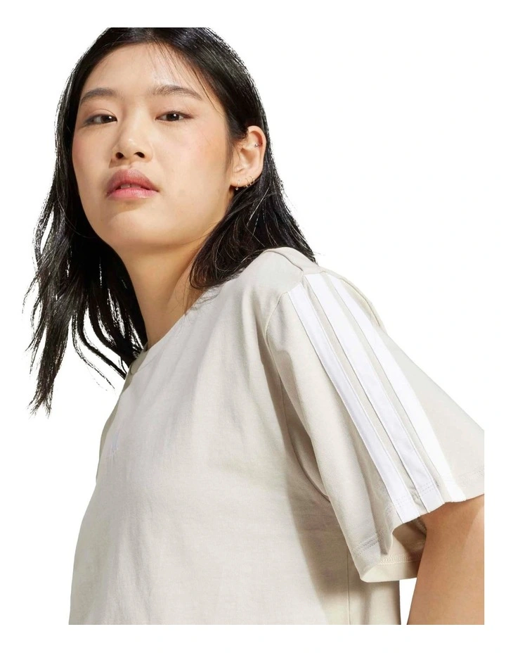 Essentials 3-Stripes Boyfriend T-shirt in Wonder Alumina/White image 4