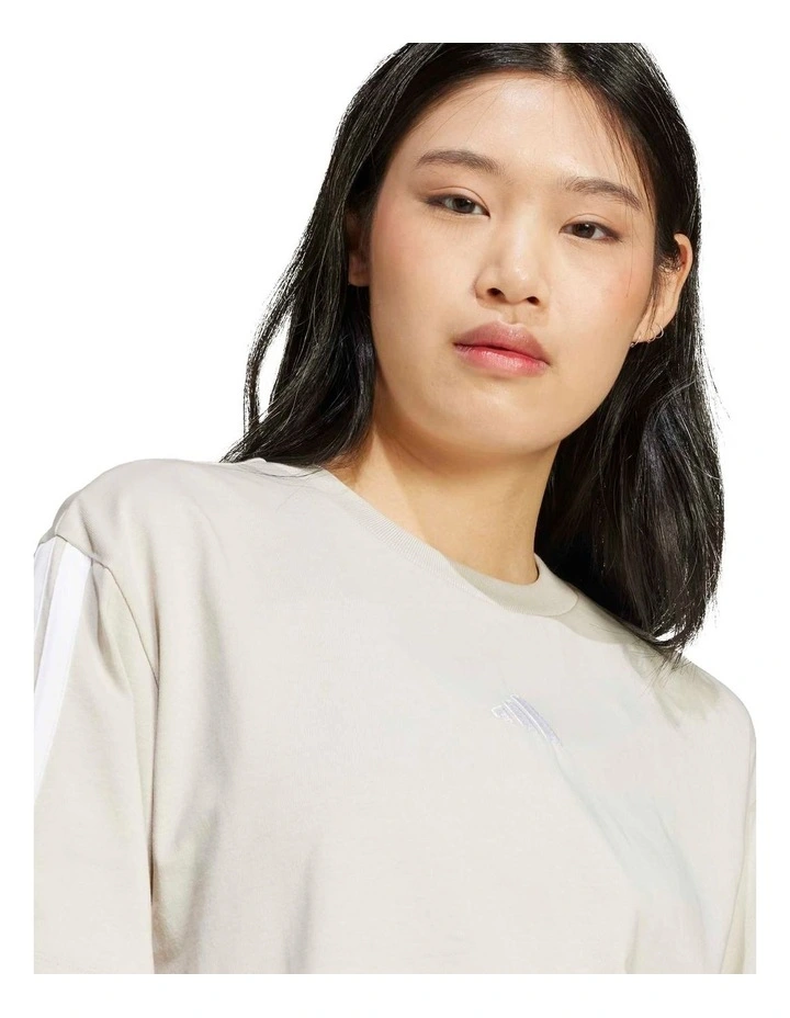Essentials 3-Stripes Boyfriend T-shirt in Wonder Alumina/White image 5