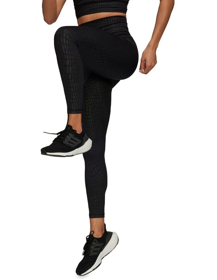 Optime Training Croc Emboss 7/8 Tights In Black image 2