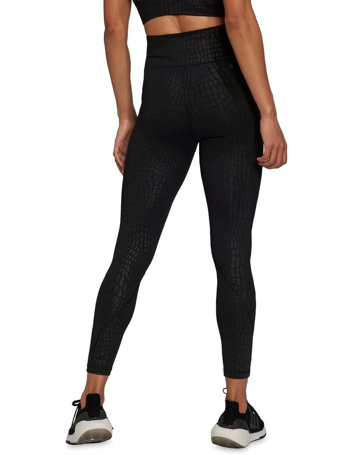 Optime Training Croc Emboss 7/8 Tights In Black image 3