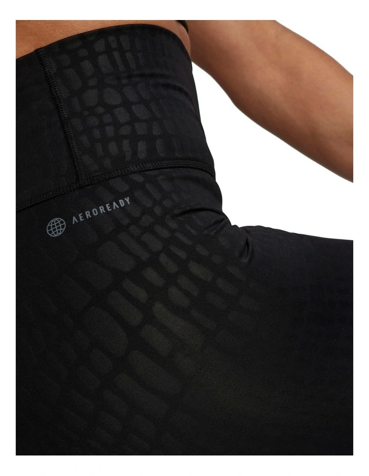 Optime Training Croc Emboss 7/8 Tights In Black image 4