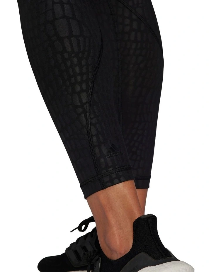 Optime Training Croc Emboss 7/8 Tights In Black image 5