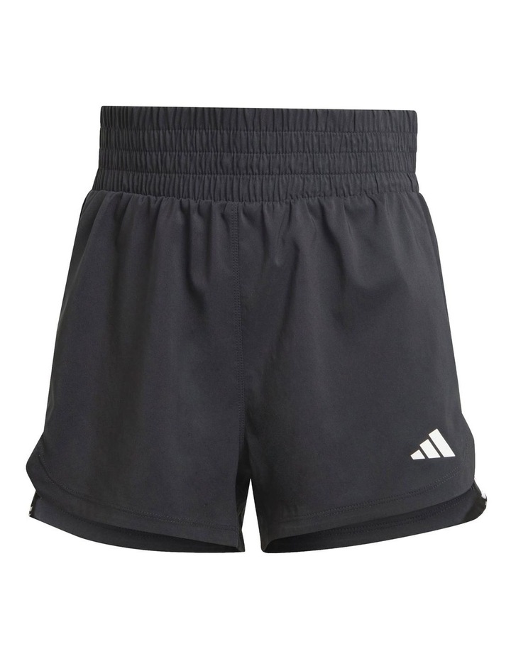 Pacer Training 3-Stripes Woven High-Rise Shorts in Black/White image 3