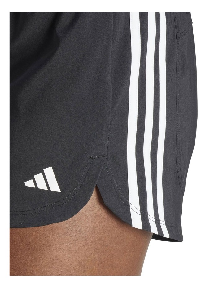 Pacer Training 3-Stripes Woven High-Rise Shorts in Black/White image 5