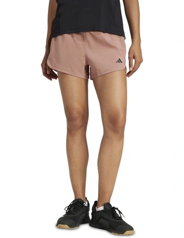 Pacer Training 3-Stripes Woven High-Rise Shorts in Warm Clay