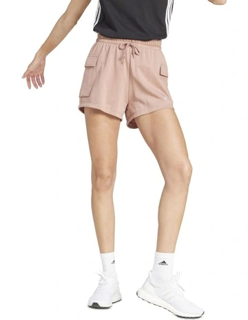 Essentials Small Logo French Terry Cargo Shorts in Brown