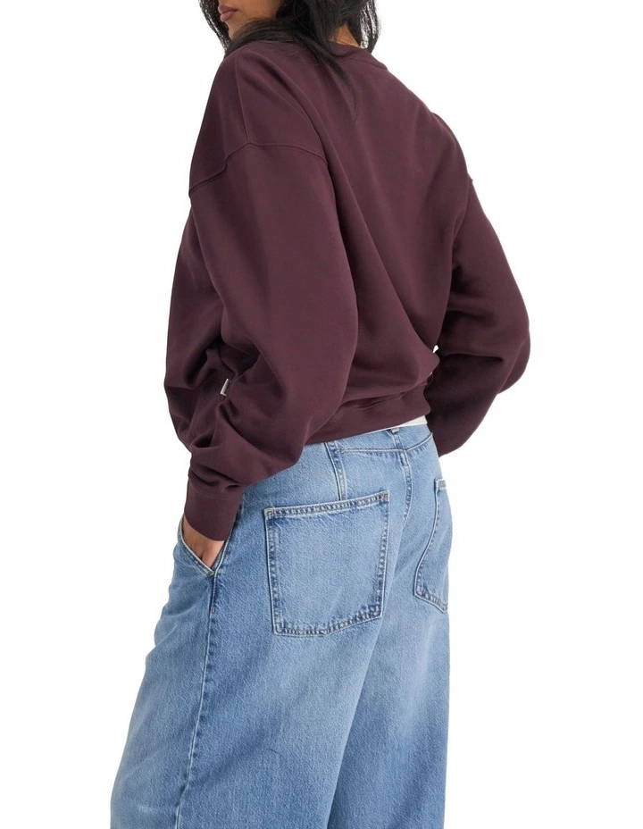 Sweats Cotton Pullover in Berry Liqueur image 2