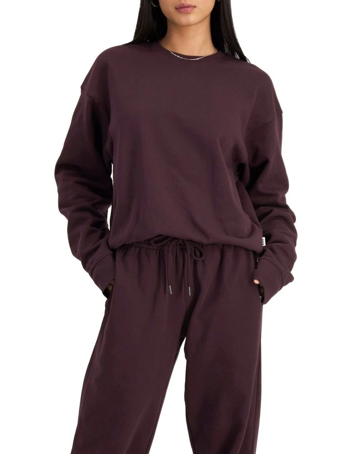 Sweats Cotton Pullover in Berry Liqueur image 5