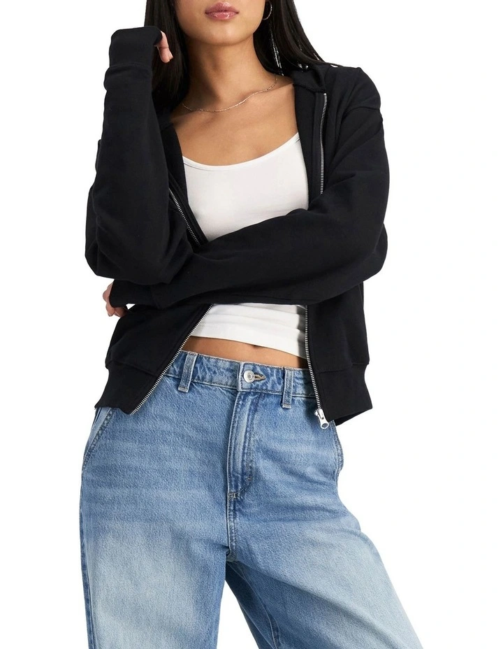 Sweats Cotton Zip Hoodie in Nu Black image 6