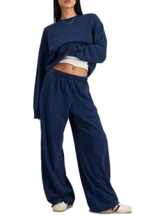 Denim Wash Wide Leg Trackie in Sea Blue Denim