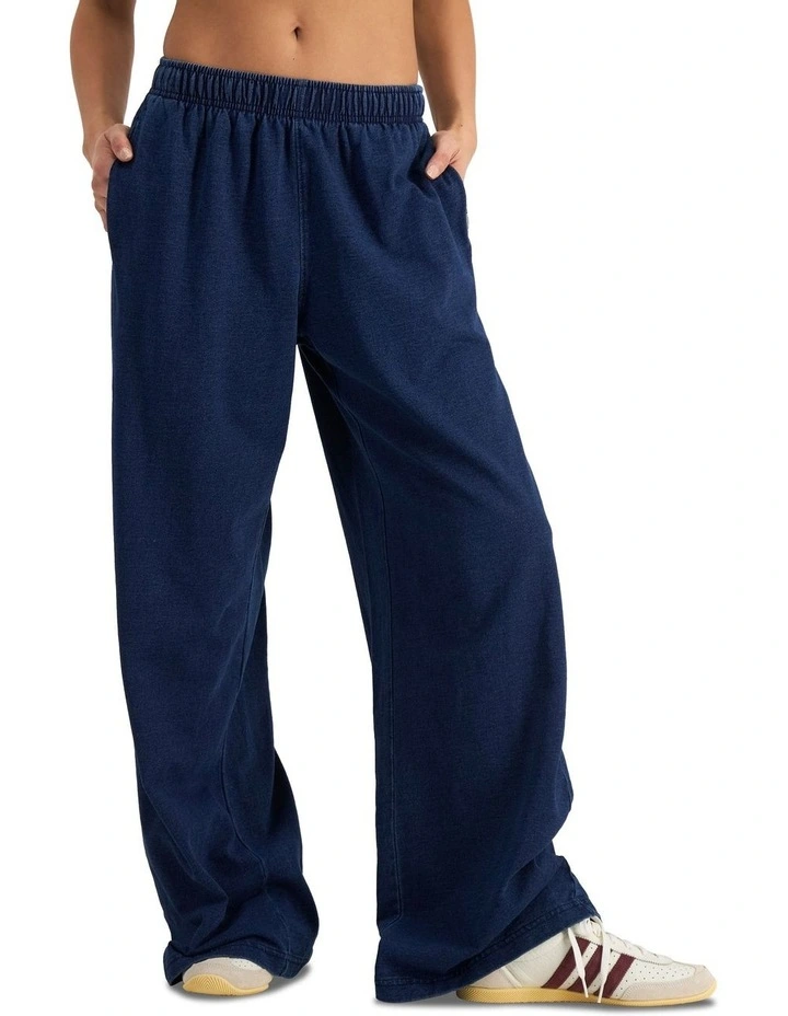 Denim Wash Wide Leg Trackie in Sea Blue Denim image 4