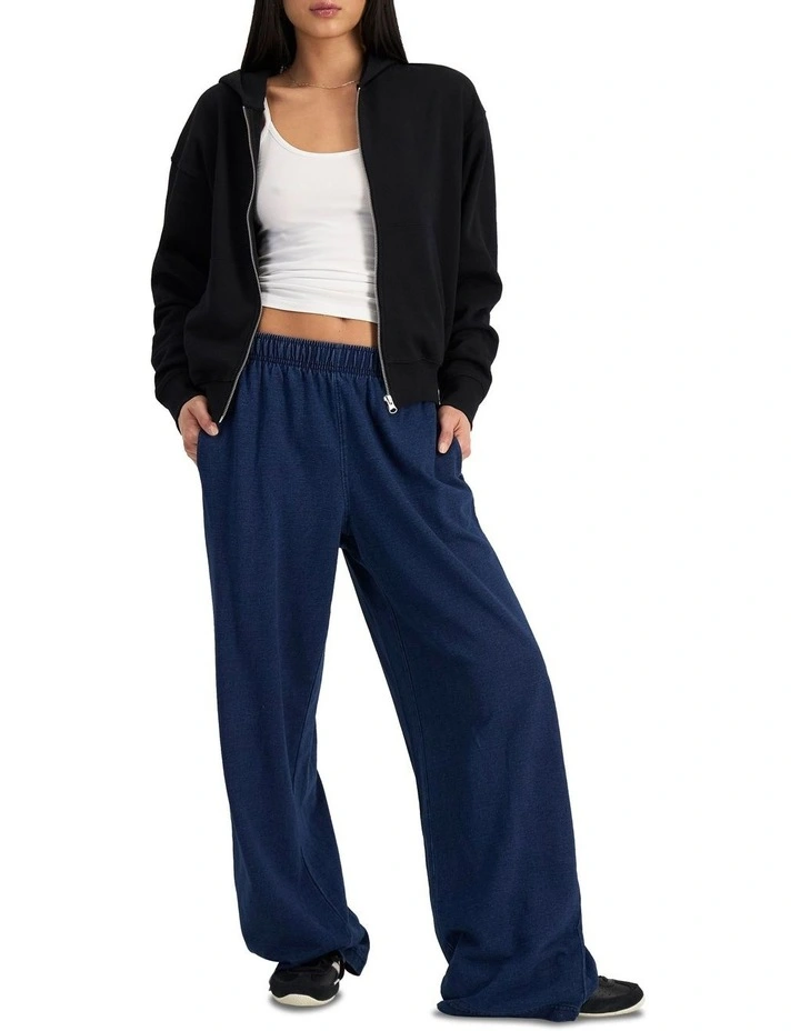 Denim Wash Wide Leg Trackie in Sea Blue Denim image 5