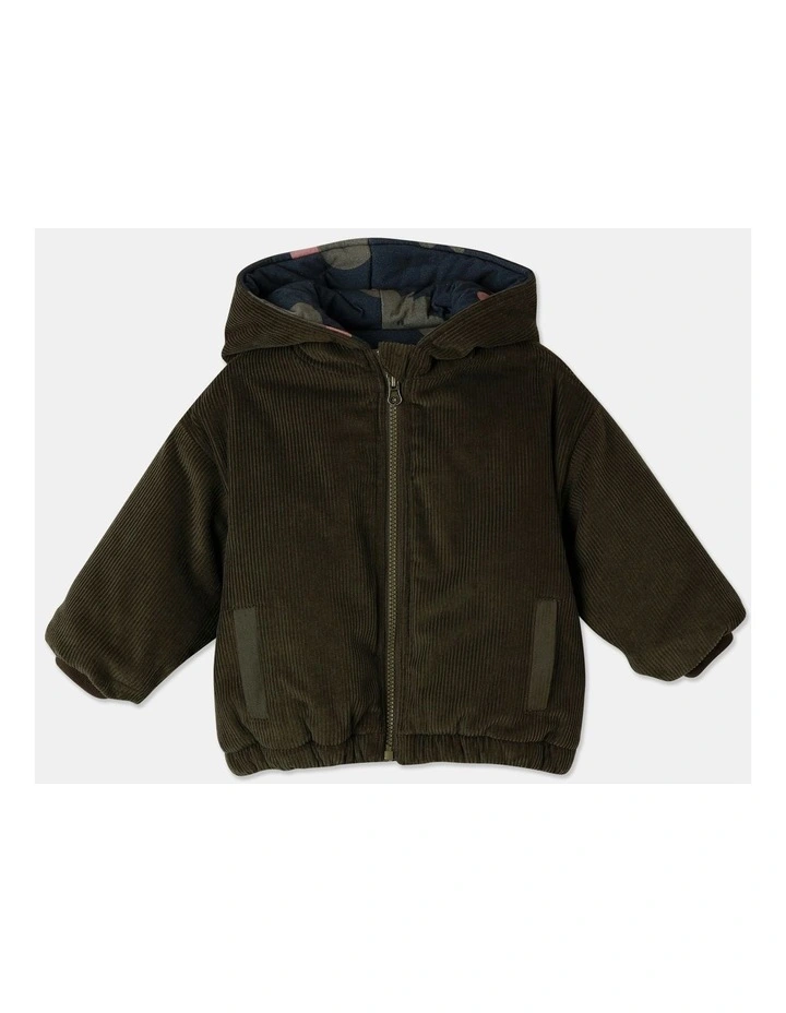 Benny Padded Cord Jacket in Dark Green image 1