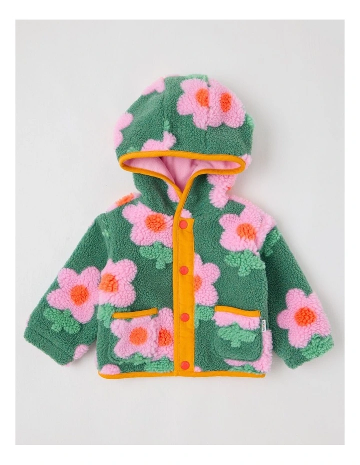 Clover Daisy Sherpa Jacket in Green image 1