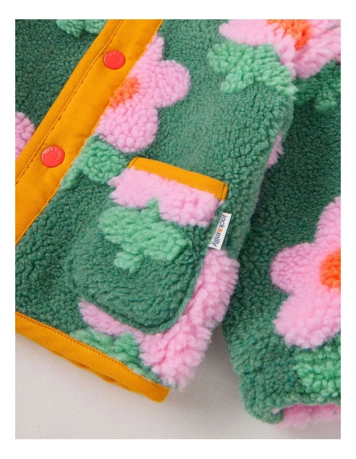 Clover Daisy Sherpa Jacket in Green image 5